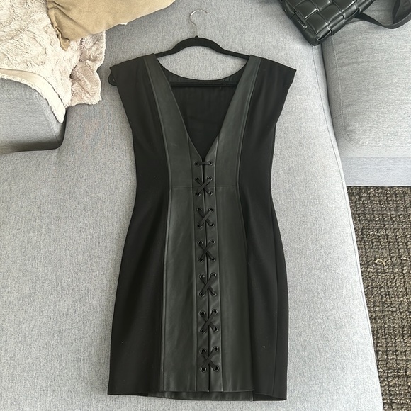Alice + Olivia black mini lace up leather dress - Picture 5 of 5